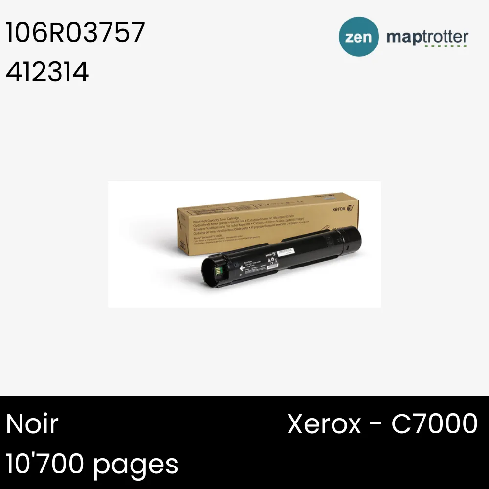 Toner - Xerox - 106R03757 - Toner noir - produit d'origine - 10 700 pages, pour C7000