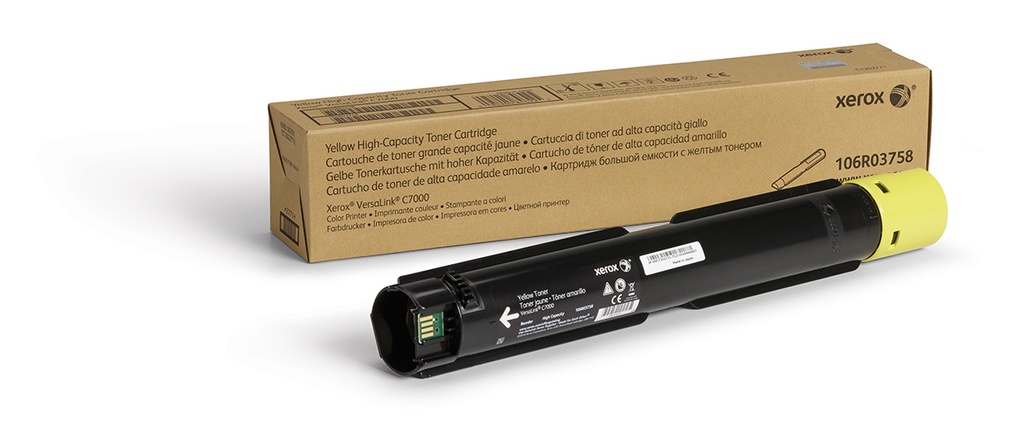 Toner - Xerox - 106R03758 - Toner Jaune - produit d'origine - 10 100 pages, pour C7000