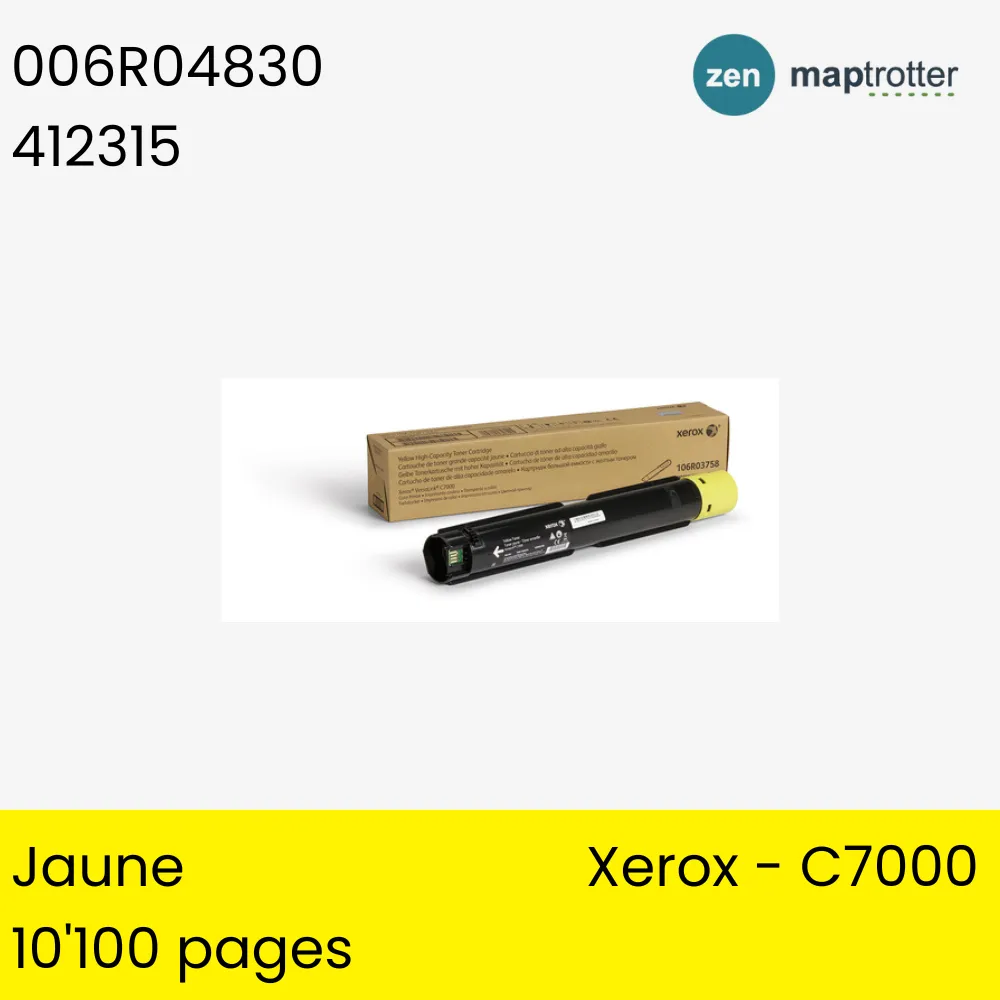Toner - Xerox - 106R03758 - Toner Jaune - produit d'origine - 10 100 pages, pour C7000