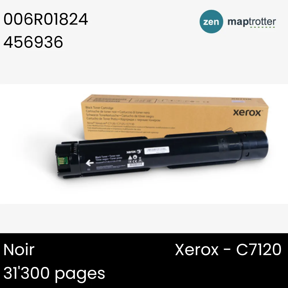 Toner - Xerox - 006R01824 - Toner noir, produit d'origine, 31 300 pages, pour C7120