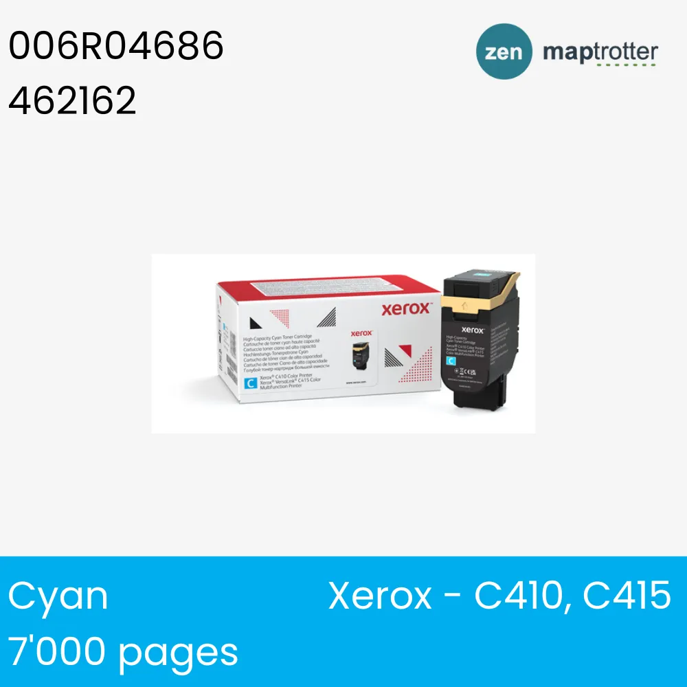Toner - Xerox - 006R04686 - Toner cyan, produit d'origine, 7 000 pages, pour C410, C415